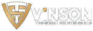 Vinson Technical Solutions LLC logo (gold and white)